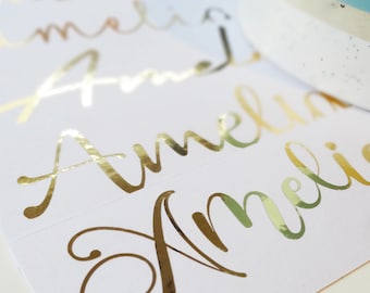 Gold Custom Stickers, Gift Box Sticker, Vinyl Name For Glass, Water Bottle Decal, Handwritten, Wedding, Bridesmaid, Maid Of Honor, Hen Party