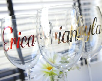 Aangepaste vinylstickers met naam - Gepersonaliseerde wijnglasstickers