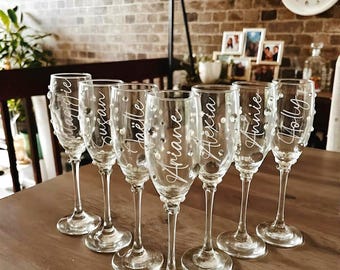 Personalised Wedding Name Vinyl Stickers: Champagne Flute Decals