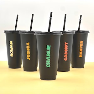 Tazza fredda personalizzata con cannuccia - bomboniere per compleanni per bambini o divertimento estivo, senza BPA, 24oz 710ml