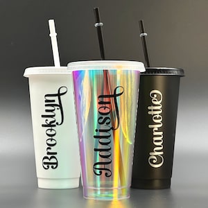 Tazza fredda personalizzata con cannuccia, festa di compleanno, bicchiere con nome, tazze per addio al nubilato, festa estiva