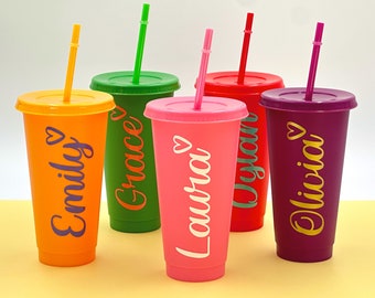 Personalised Cold Cup with Straw: Party Favors, Named Cups (710ml/24oz)