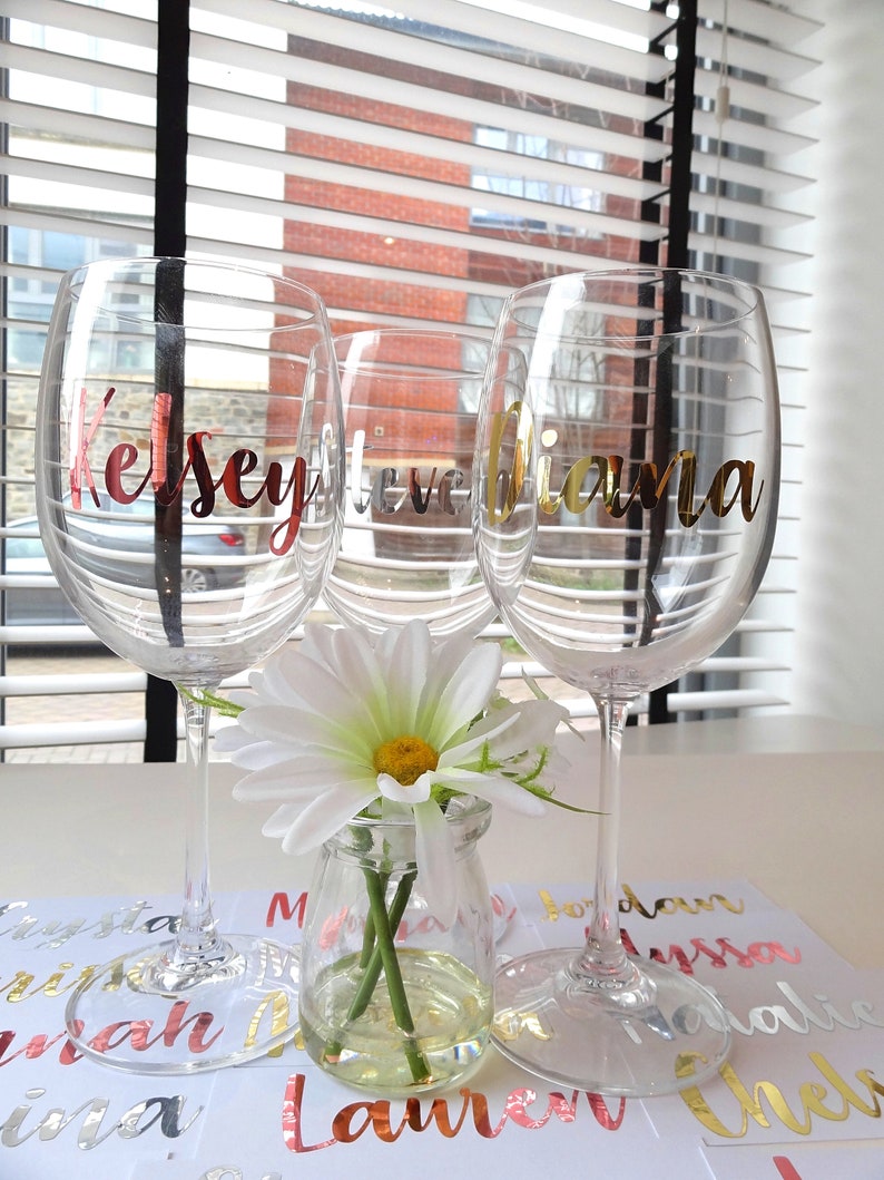 Custom Name Vinyl Decal, Name Stickers, Wedding Decor, Bridesmaid, Groom, Bride, Foil Names, Water Bottle Decal, Personalized Sticker image 7