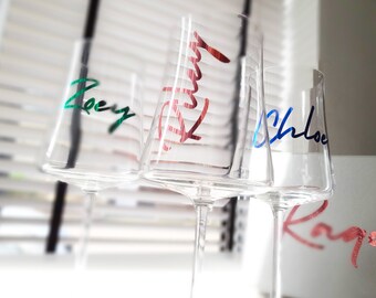 Personalized Name Vinyl Stickers, Wedding Champagne Flute Decals