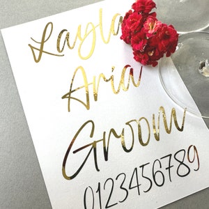 Aangepaste vinylsticker, handgeschreven plaatskaarten, naamstickers, gepersonaliseerd schrijven, tags cadeauzakjes, etiketten geschenkverpakking, trouwbedankjes