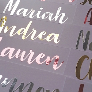 Custom Name Vinyl Decal, Name Stickers, Wedding Decor, Bridesmaid, Groom, Bride, Foil Names, Water Bottle Decal, Personalized Sticker image 8