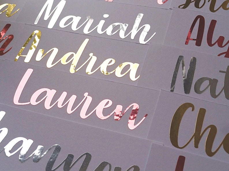 Custom Name Vinyl Decal, Name Stickers, Wedding Decor, Bridesmaid, Groom, Bride, Foil Names, Water Bottle Decal, Personalized Sticker image 8