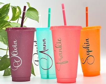 Pegatinas de vinilo con nombre personalizado: Calcomanías impermeables para vasos, decoración para fiestas