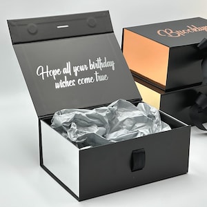 Verjaardagscadeaudoos met deksel, lint en bericht - Gepersonaliseerde luxe lege geschenkdoos