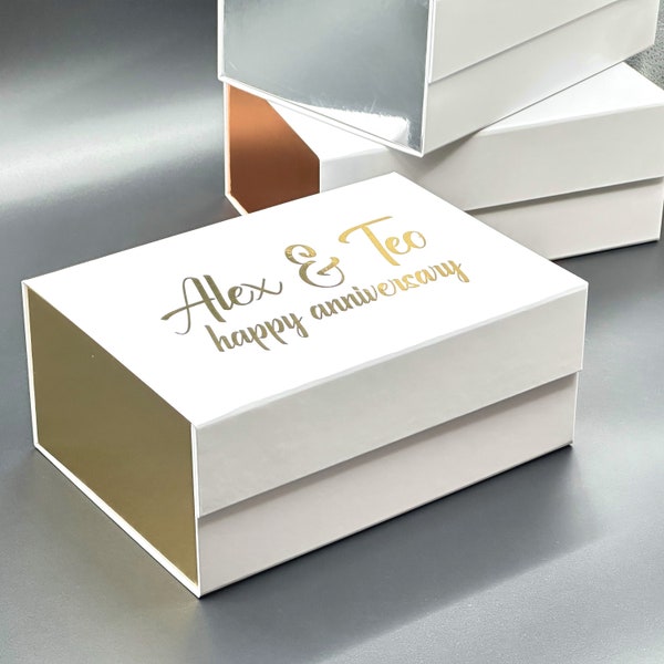 Benutzerdefinierte Jubiläum Geschenkbox, personalisierte leere Box mit Deckel, magnetische Andenken, benutzerdefinierte Box, 23 x 17 x 10cm