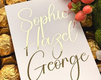 Personalised Wedding Name Vinyl Decal - Custom Script Calligraphy Sticker for Place Cards Glasses Tambourines