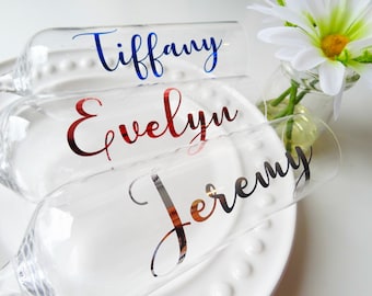 Personalised Name Vinyl Decal: Wedding Favor, Champagne Flute, Gift Box