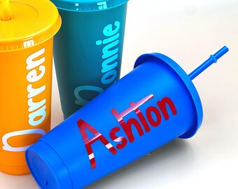 Personalised Kids Party Favor Cups: Reusable BPA-Free Tumbler with Lid & Straw