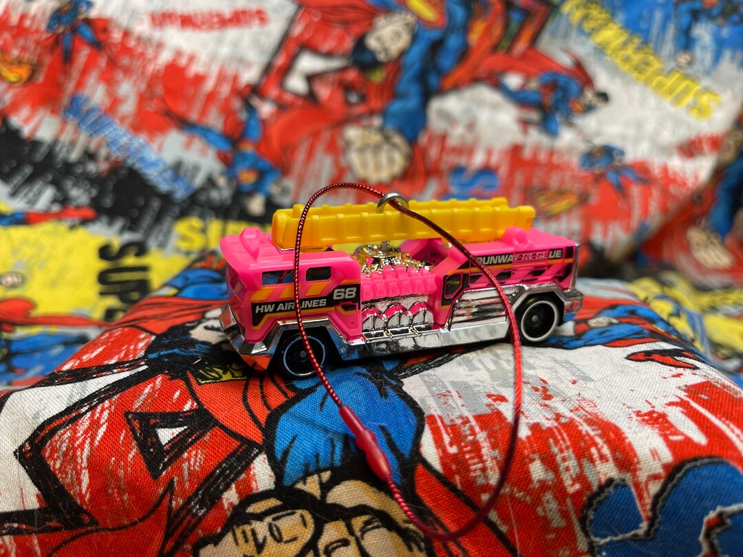 Pink Fire Truck Ornament / Fan Pull Ornament Loop Included Etsy