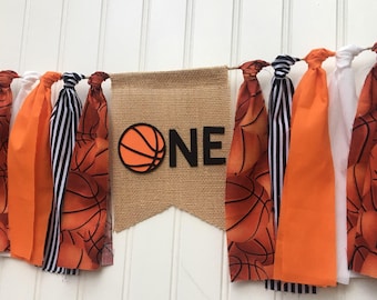 Basketball Fabric Highchair Banner Basketball 1st Birthday High Chair  Basketball Party March Madness Basketball  Photo Prop Smash Cake