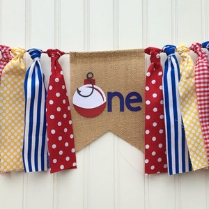 Fishing Birthday Party, O-Fish-Ally One Party, The Big One Highchair banner, Fishing High chair Banner, Fishing Bobber and hook,  Photo Prop