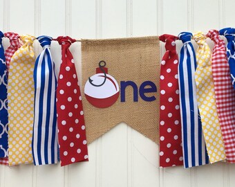 Vissen Verjaardagsfeest, O-Fish-Ally One Party, The Big One Kinderstoel banner, Vissen Kinderstoel Banner, Vissen Bobber en haak, Photo Prop
