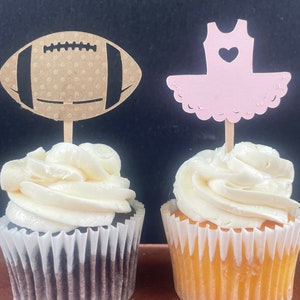 Gender Reveal Cupcake Topper, Tutu or Touchdown Cupcake Toppers, Boys or Girls, Baby Shower, Gender Reveal Decor