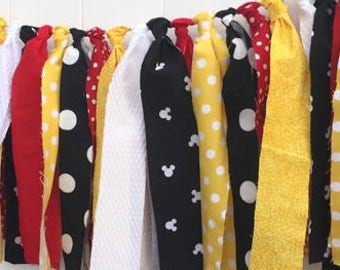 Red, Black Yellow, Banner, Scrappy Banner, Fabric Garland,  Party Highchair Banner, Photo Prop, Birthday Decor