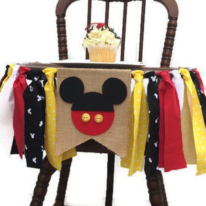 Mouse Fabric Highchair Banner Mouse 1st Birthday High Chair Bunting Mouse BIrthday Decor  Photo Prop Smash Cake
