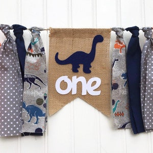 Dinosaur Garland and Flag, Dinosaur Highchair Banner, Dinosaur Smash Cake, Photo Prop, Dinosaur Birthday Bunting, Wall Hanging