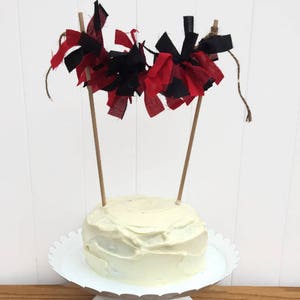 Mini Ragtie Cake Topper, Woodland  Cake Topper,  Buffalo Plaid Cake Banner, Mini Cake Bunting, Cake Banner, Shower Decor, Birthday Cake