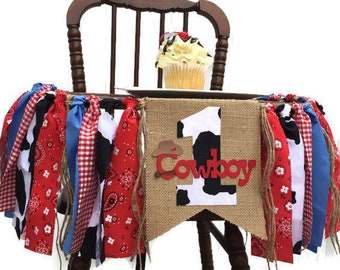 WESTERN Stoff Hochstuhl Girlande, Cowboy 1.Geburtstag Hochstuhl Girlande, Rodeo Party Cowgirl Party, Toy Story Decor Photo Prop Smash Cake