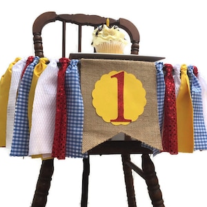 WIZARD OF OZ Fabric Highchair Banner 1st Birthday High Chair Dorothy Party  Photo Prop Smash Cake Bunting  Banner and Flag Wizard Party