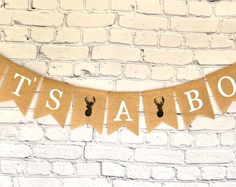 It's A Boy Burlap Banner, It's A Boy Burlap Garland, Boy Shower,  Boy Burlap Banner, Baby Boy Banner with Deer, Baby Shower, Gender Reveal