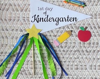 1st Day of School Pennant, First Day of Kindergarten School Flag, 2024 Back to School, Photo Prop, Back to School Pennant, Kindergarten Flag