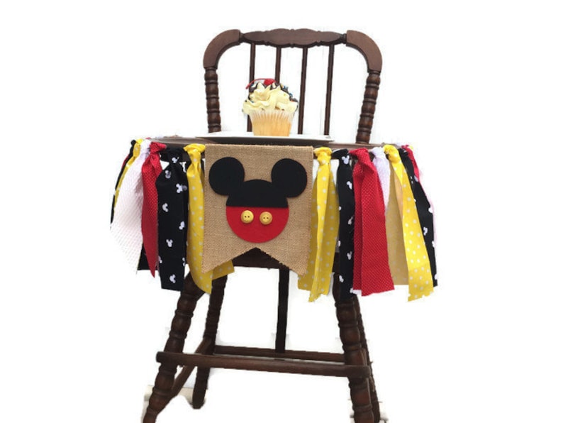 Mickey Mouse Fabric Highchair Banner 1st Birthday High Image 0