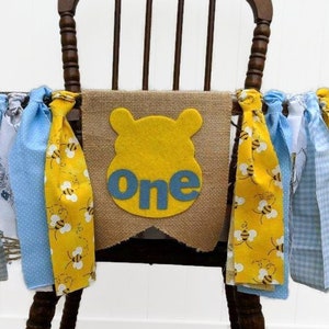 WINNIE the POOH Stoff Banner, POOH 1.Geburtstag, Winnie Party Dekorationen, Photo Prop, Smash Cake, Winnie the Pooh Baby Shower Decor