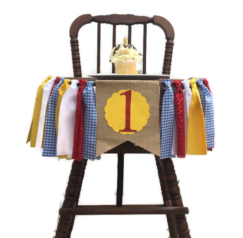 WIZARD OF OZ Fabric Highchair Banner 1st Birthday High Chair Dorothy Party Photo Prop Smash Cake Bunting Banner and Flag Wizard Party