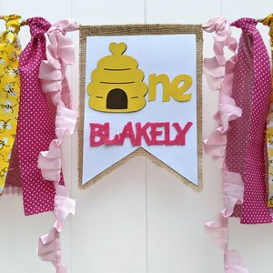 Sweet to Bee One Highchair Banner, First Bee-Day Highchair Banner, Happy to Bee One, Bumble Bee Birthday Party, Photo Prop, Smash Cake