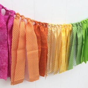 Rainbow, Scrappy Banner, Fabric Garland, Unicorn Banner, Highchair Banner, Classroom Decor, Rag Tie Garland, My Little Pony, Window Valance