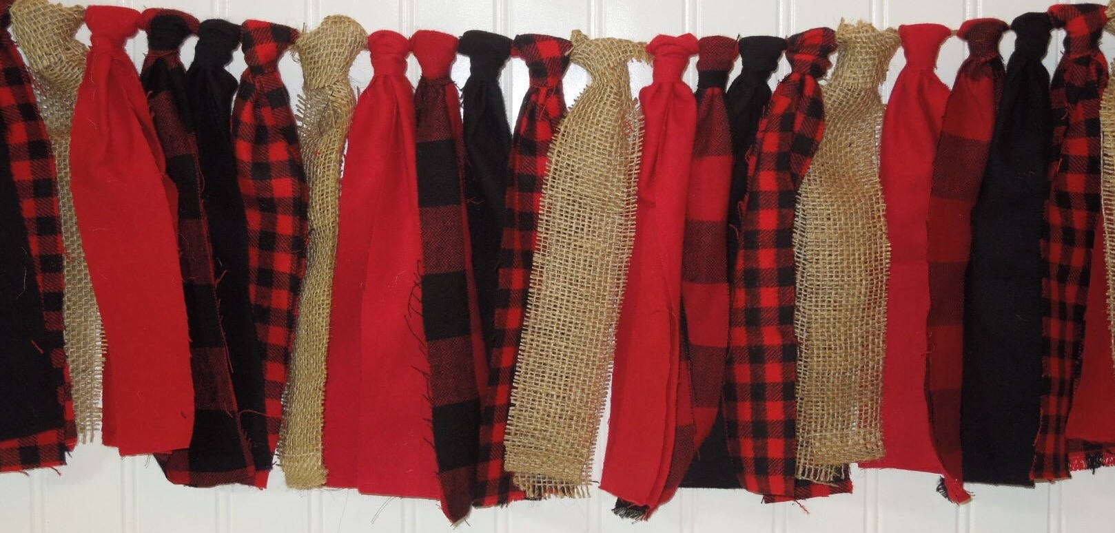 Buffalo Plaid Banner, Black and Red, Scrappy Banner, Woodland Banner ...