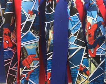 Spider Man Fabric Banner, Spider Man Garland, Scrappy Banner, Spider Man Decorations,  Birthday Party, Photo Prop,  Superhero, super hero