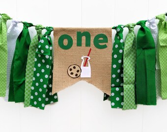 Milk and Cookie High Chair Banner, Cookies and Milk High Chair Garland, 1st Birthday Decoration, Photo Prop, Cookies and Milk High Chair