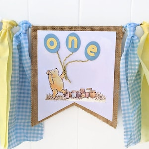WINNIE the POOH Hochstuhl Banner, POOH 1.Geburtstag, Winnie the Pooh Dekorationen, Photo Prop, Winnie Baby Shower, Smash Cake