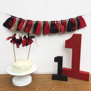 Buffalo plaid Mini Girlande, Wald Ragtie Mini Banner, Foto Prop, Mini-Banner, Baby-Dusche-Dekor, Hochstuhl Dekor, Mini Scrappy Banner