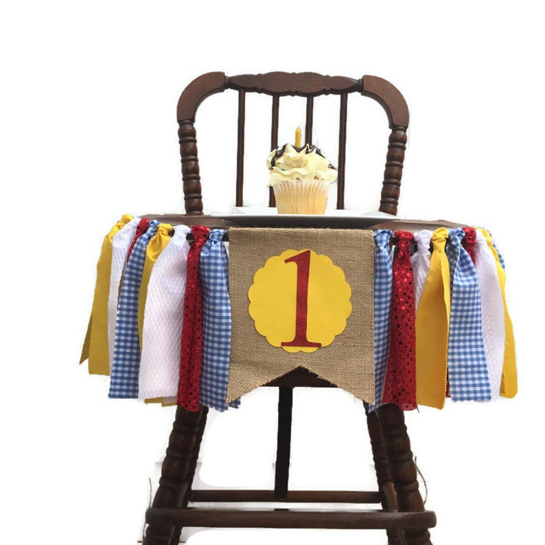 WIZARD OF OZ Fabric Highchair Banner 1st Birthday High Chair Dorothy Party Photo Prop Smash Cake Bunting Banner and Flag Wizard Party