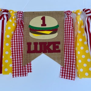 Picnic Banner, Hamburger High Chair Banner, Grill out Decor, Photo Prop, Bar-B-Que Decor