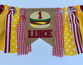Picnic Banner, Hamburger High Chair Banner, Grill out Decor, Photo Prop, Bar-B-Que Decor