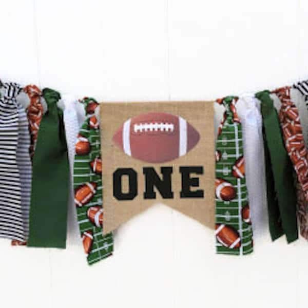 Football Fabric Highchair Banner Football 1st Birthday High Chair Bunting NFL Party   Football Decor  Photo Prop Smash Cake