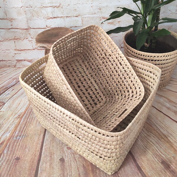 Commande sur mesure Anne Marie - Lot de 4 Grands paniers de rangement en fibres naturelles