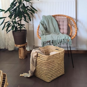 Palm leaf storage basket 40x40x40 cm