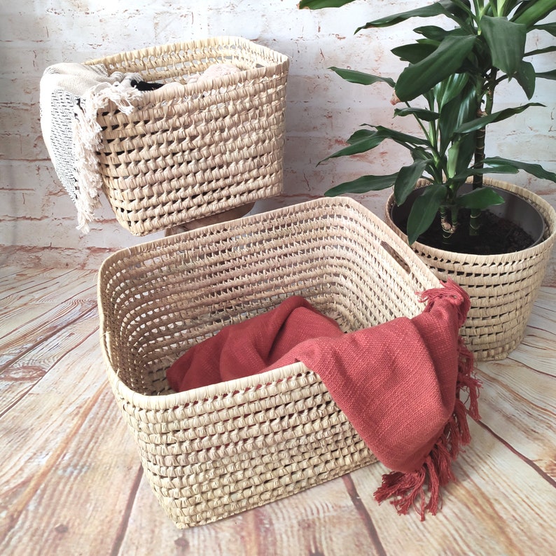 Large practical, functional and decorative natural fiber storage basket image 2