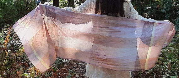 100% silk Light pink and lavender scarf shawl wov… - image 1