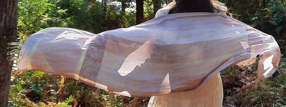 100% silk Light pink and lavender scarf shawl wov… - image 2