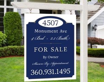 For Sale by Owner Yard Sign Personalized 24 X 18 Visible Text Custom ...